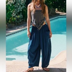 Navy Blue Wide-Leg Pants